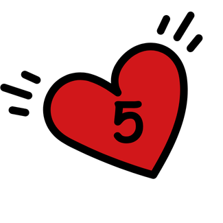 Number 5 in a heart