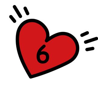 Number 6 in a heart