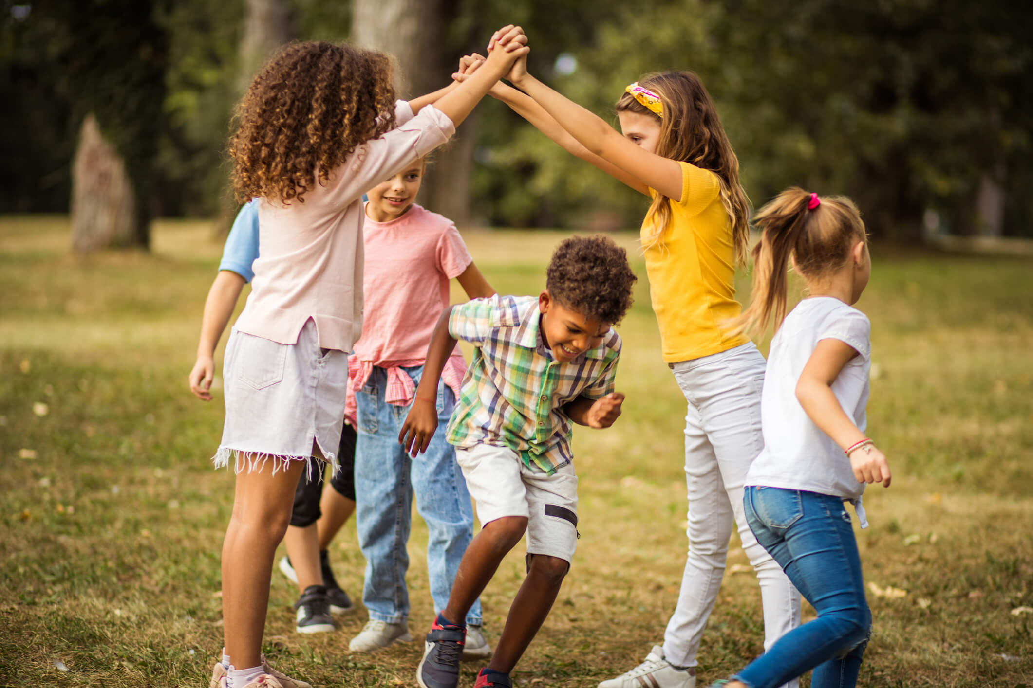 A group of children playing outside.